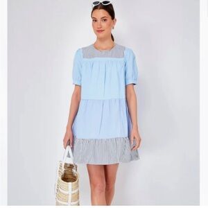 English Factory Quinn Blue Striped Dress